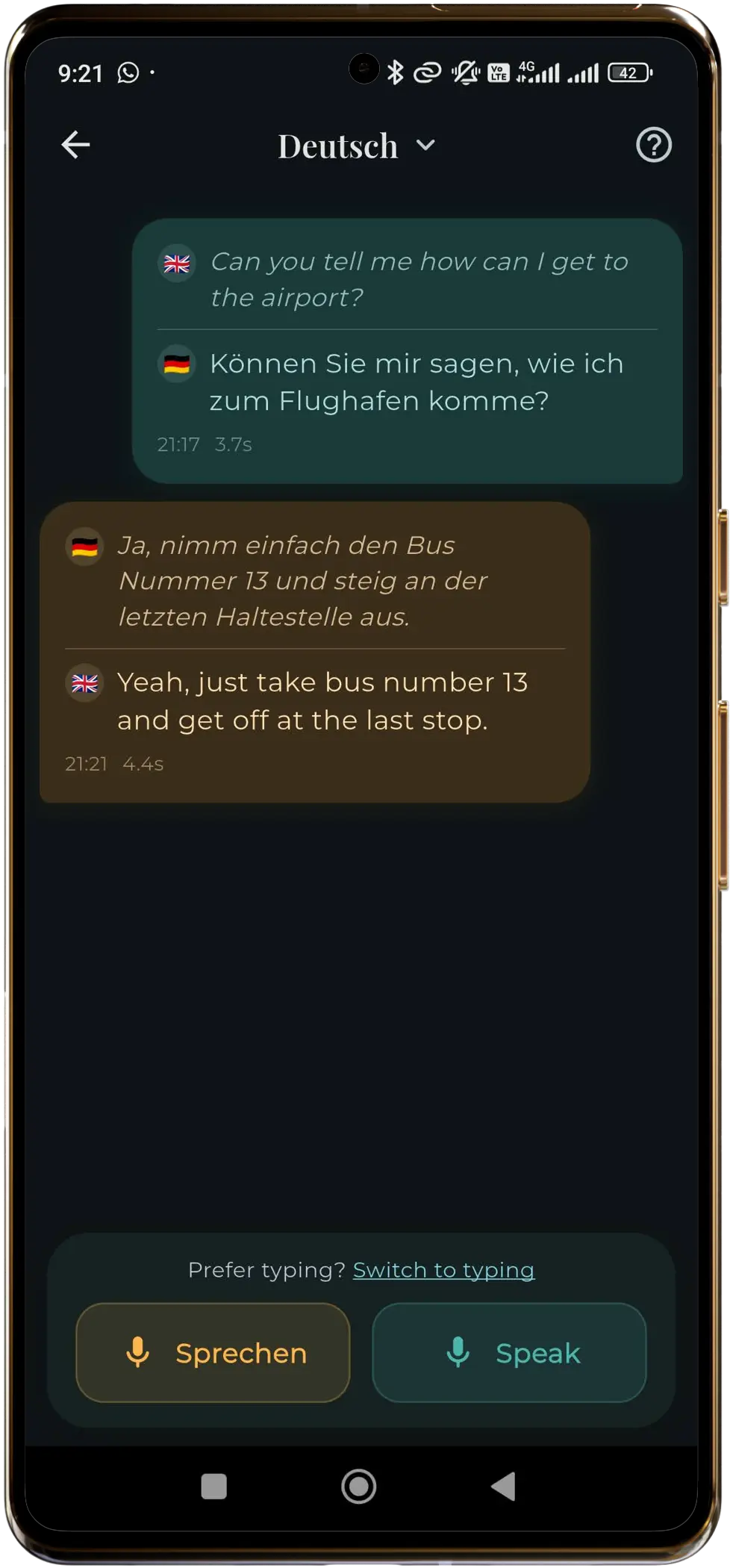 Putnik app running on a phone